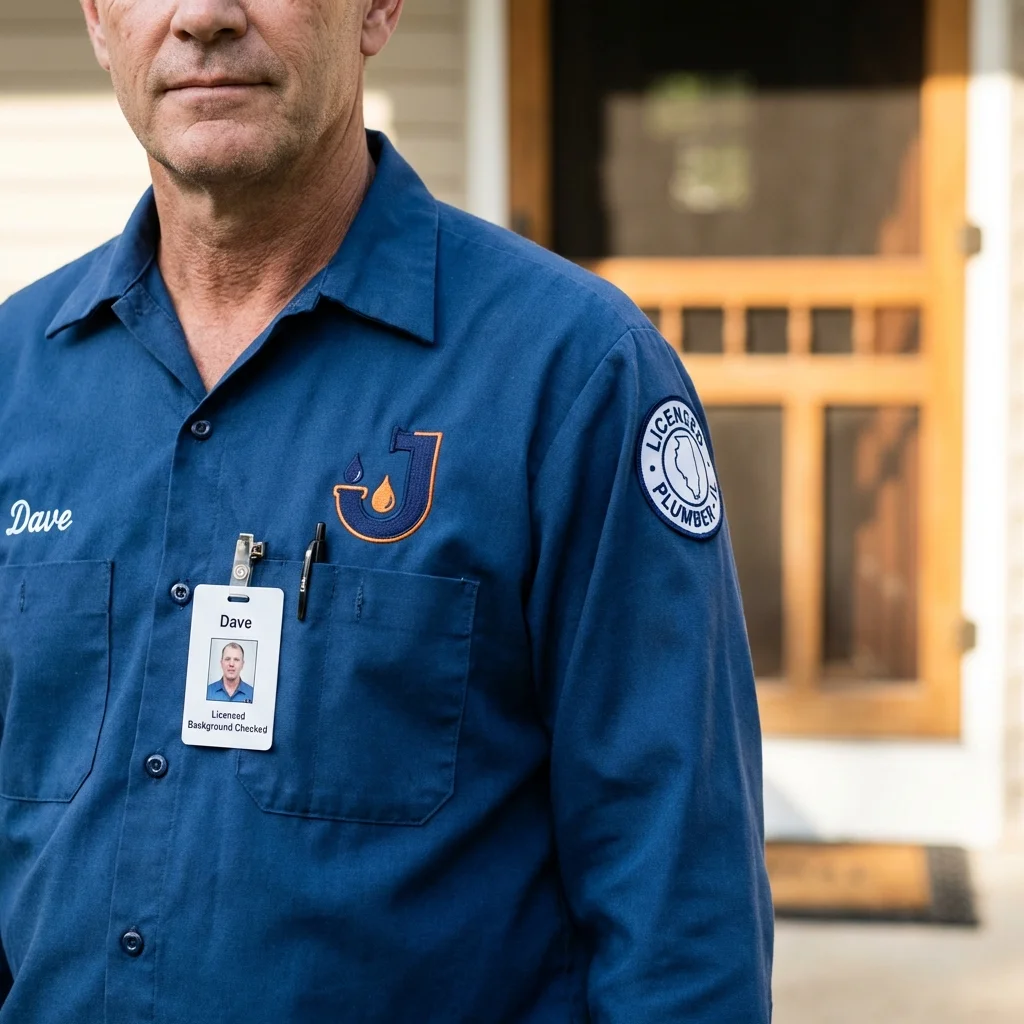 Licensed plumber showing ID badge in Greene, IA